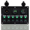 FXC 6 Gang Waterproof Marine Boat Rocker Switch Panel with Dual USB, Cigarette Lighter & Green LED Voltage Display