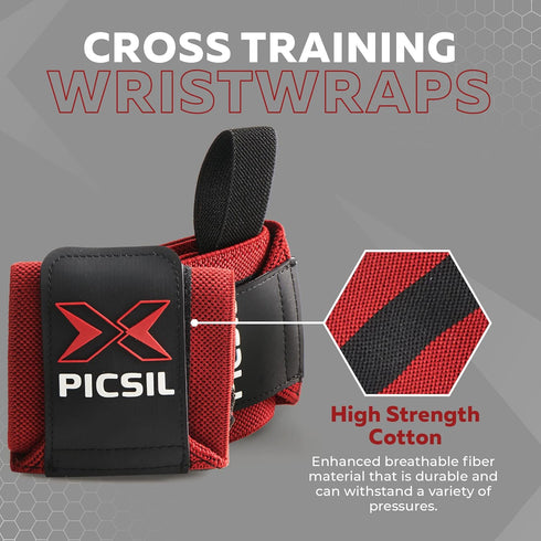 PICSIL Wrist Support for Cross Training - High Performance Elastic Nylon Reduces Wrist Discomfort