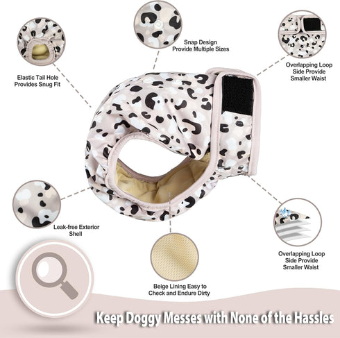 Langsprit Washable Female Dog Diapers - Doggie Reusable Diapers for Doggy Puppy Female in Period - Highly Absorbent Dog