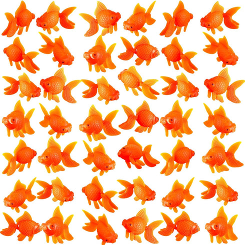 60 Pcs Fake Goldfish Plastic Fish, Realistic Orange Goldfish for Aquarium Tank Pond Decorations