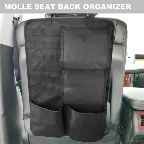 Tactical Car Seat Back Organizer with Molle Panel Vehicle Gun Holder - Seat Back Storage Cover for Rifle Hunting
