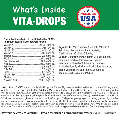 OASIS #80061 Guinea Pig Vita Drop, 2-Ounce Supplement