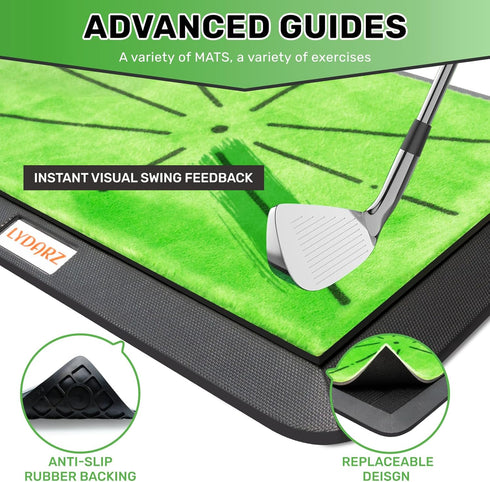 3 Golf Hitting Mats Training Equipment, Golf Practice Mat with Instant Swing Path Feedback, Replaceable Golf Training