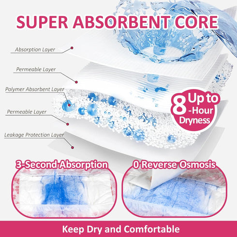 32 Count Dono Dog Diapers Female, Disposable Doggie Diapers, Super Absorbent Puppy Diapers with Adjustable Tail Hole