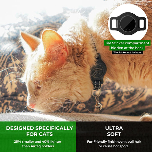 Tile Sticker Cat Collar Holder, Smallest and Lightest Tracking Case for Cats, GPS for iPhone Samsung Android