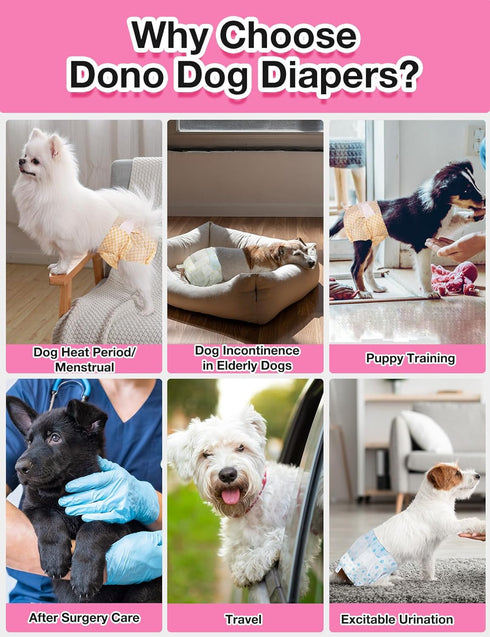 Female-40PCS, Dono Dog Diapers Disposable Female Dog Period Diaper for Heat with Wetness Indicator, Super Absorbent