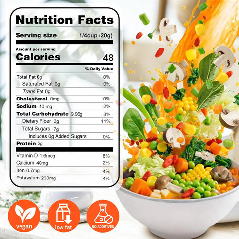 13oz 9 Mixed Dehydrated Goji & Vegetables, Kinds Dried Ramen Toppings with Carrots, Corn & Cabbage, Freeze-Dried