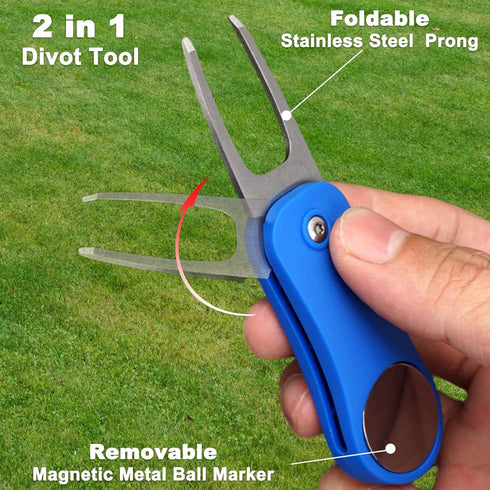 Golf Accessories Cleaning Kit (13 in 1) Includes Club Brush, Divot Tool, Golf Pouch, Towel, Tees, Gifts for Men