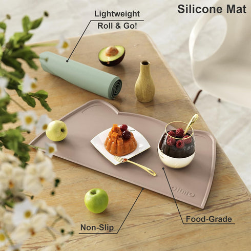 18 9.8'') OHMO - Cat Food Mat, Silicone Pet Feeding Mat for Floor Non-Skid Waterproof Dog Water Bowl Tray, Easy