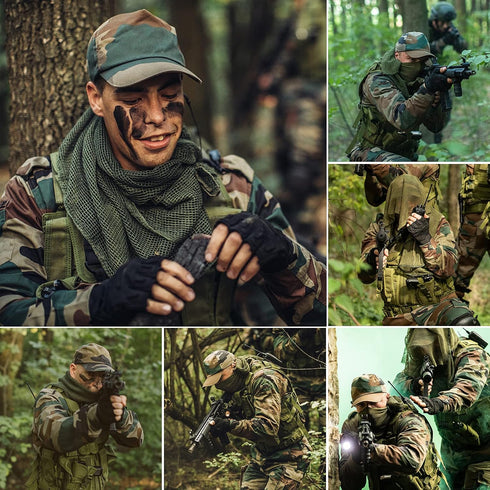 GRVCN Sniper Veil Tactical Scarf, Military Body Camo Mesh Net with Double-Sided Camouflage Pattern