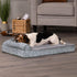 Furhaven Cooling Gel Dog Bed for Medium/Small Dogs, Removable Bolsters & Washable Cover, Plush L Shaped Chaise - Gray