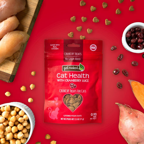 Get Naked Crunchy Treats for Cats, Urinary Health with Cranberries, 2.5 Oz (1 Pouch)