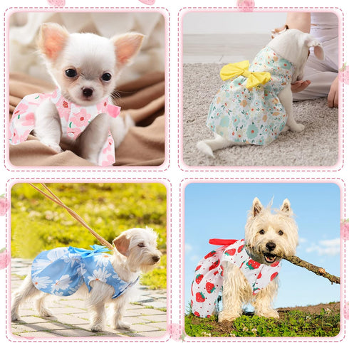 5 Pieces Cute Dog Dress - Summer PET Puppy Clothes with Bow Knot for Small Pets, 5 Styles (Large)