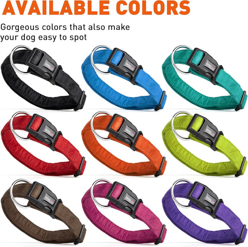 Dogline Comfort Microfiber Flat Collar for Dogs, Red, W 3/4" L 13"-21"