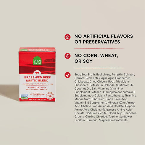 5.5oz Packs 12) Open Farm Rustic Blend Wet Cat Food, Complete & Balanced Medley with Human-Grade Ingredients