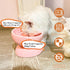 Cat Food Bowl Whisker Friendly, Ceramic Raised Bowl for Indoor Cats, Extra Wide Tilted Dish in Pink