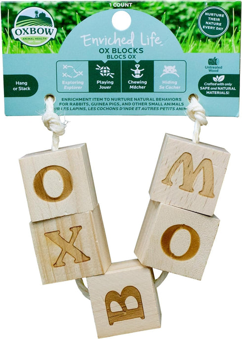 Oxbow Enriched Life Ox Blocks, Natural Wood Chew Toy for Rabbits, Guinea