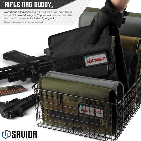Savior Equipment Mag Buddy 2-Pack Tactical Triple Rifle Mag Pouch, Long Gun Carbine Magazine Organizer & Carrier