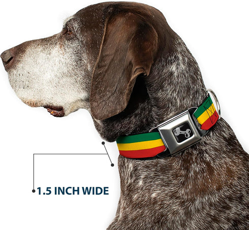 Buckle-Down Rasta Dog Collar - 1" Wide - Fits 15-26" Neck - Large Seatbelt Buckle