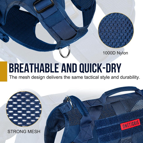 OneTigris Tactical Dog Harness for Small Dog - Breathable Military Dog Molle Vest with Handles for Walking, Hiking
