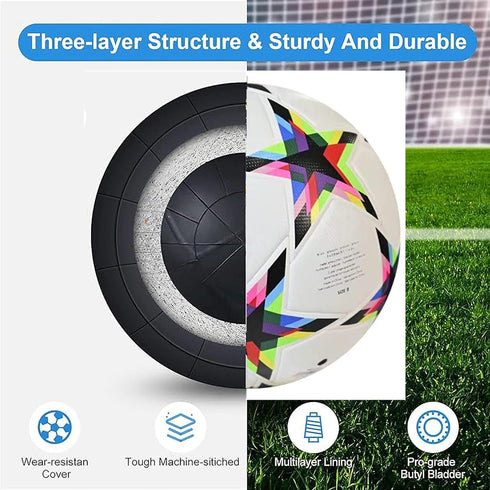 Size 5 Soccer Balls, Unisex Training Football, Colorful Five-Pointed Star Birthday Gift