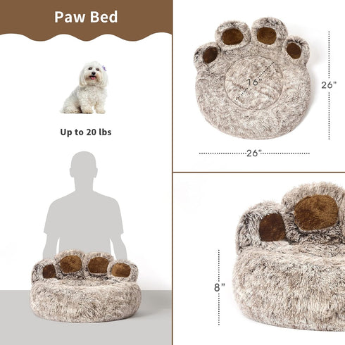 Jiupety Pet Round Paw Shape Bed, Calming Donut Dog Bed for Medium and Small Dogs, Machine Washable, Gray