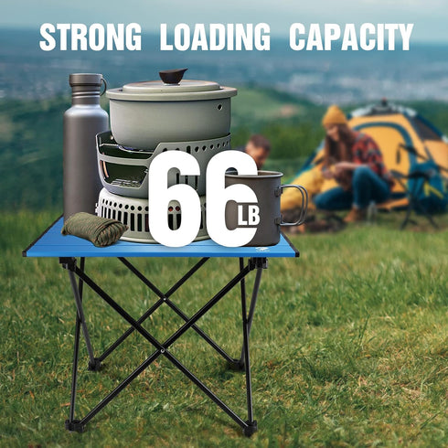 VILLEY Portable Camping Side Table, Ultralight Aluminum Folding Beach Table with Carry Bag for Outdoor Cooking, Picnic
