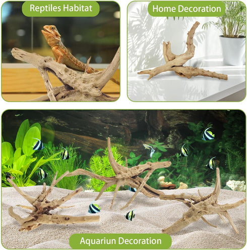 Tfwadmx Natural Driftwood for Aquarium, 6-8" 4 Pcs Wood Aquarium Decorations, Fish Tank Log Reptile Tree Branches