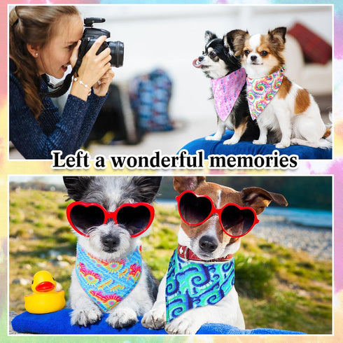 50 Pcs Colorful Dog Bandana Collar Set, Includes 10 Dog Bow Tie, 10 Necktie Collar, 10 Pet Scarf, 10 Dog Bow Flowers,