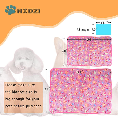 Dog Blankets for Large Dogs, 3 Pack Washable 41" x 31", Fuzzy Soft Pet Mat Throw Cover, Cute Paw Pattern, Waterproof