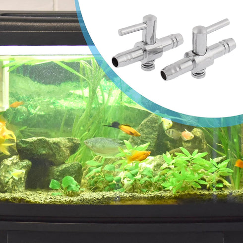 Single Way Air Valve Distributor for Aquarium Pump, Air Pump Control Valve (Silver Tone, 2pcs)