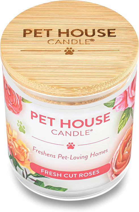 One Fur All Pet House Candle, Fresh Cut Roses, 100% Plant-Based Wax, Non-Toxic, Eco-Friendly Air Freshener