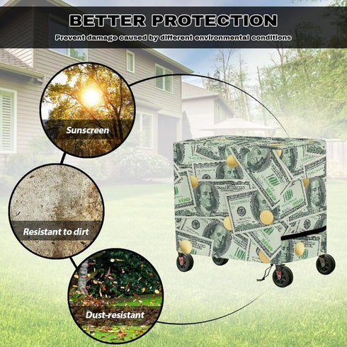 Xumfabuy 80 Rolling Cooler Cart Cover Dollar Print Ice Chest Cover Fits Most Outdoor Utility Cart and QT Drink Cooler