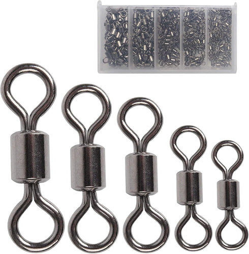 Fishing Barrel Swivels Set, 210pcs Rolling Bearing Snap Connector for Freshwater and Saltwater Fishing