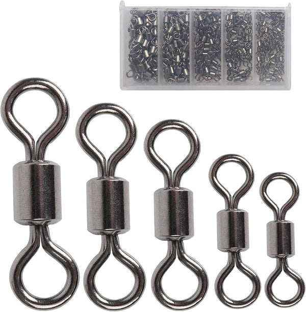 Fishing Barrel Swivels Set, 210pcs Rolling Bearing Snap Connector for Freshwater and Saltwater Fishing