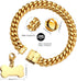 Jewelry Kingdom Gold Dog Chain Collar with ID Tag - 18K Stainless Steel Cuban Link (15MM, 26")