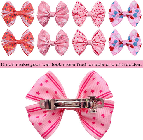 PET SHOW 20 Pairs Big Bowknot Dog Hair Bow Clips with French Barrette for Small, Medium, Large Dogs