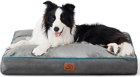 Bedsure Entire Waterproof Large Dog Bed, 4 inch Thick for Up to 80lbs, Removable Washable Cover, Grey.