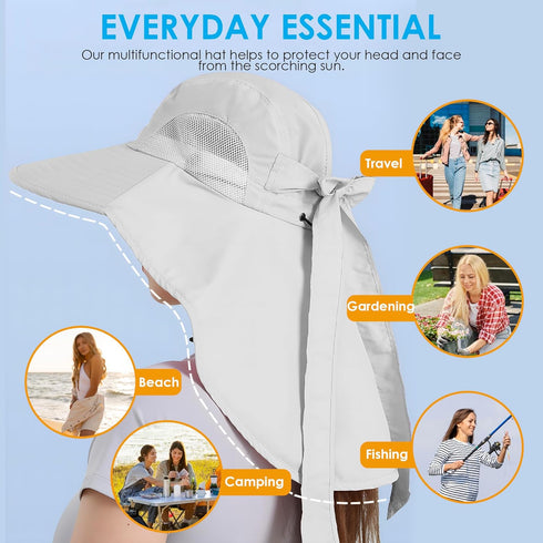 Women's Sun Hat with UV Protection, Foldable Waterproof Wide Brim Bucket Hat for Summer Activities