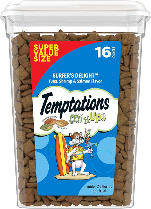 Temptations Cat Treats MixUps Surfer's Delight, Tuna, Shrimp, Salmon Flavor, Crunchy and