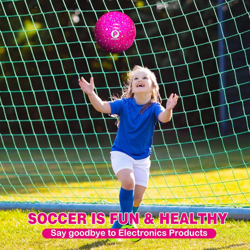 Soccer Ball Size 4, Glitter Shiny Stars for Kids Girls Boys, Gift for Outdoors Sports Training (Hot Pink)