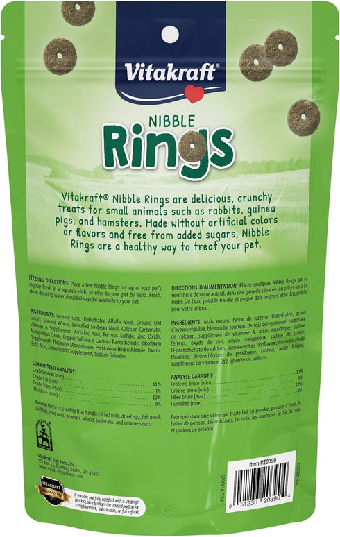 Vitakraft Nibble Rings Small Animal Treats - Crunchy Alfalfa Snack for Rabbits, Guinea Pigs, Hamsters