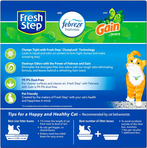 Fresh Step Clumping Cat Litter with Febreze Gain Scent, 14 Pounds Activated Charcoal for Odor Control