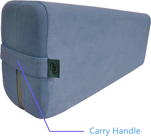 NGT New Guide Steps Yoga Bolster Pillow for Meditation, Rectangular Foam Cushion with Washable Suede Pillowcase
