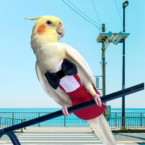 Magnoloran 80in Bird Diapers with Bow Bird Harness Tuxedo Flight Suits with Flying Leash Parrot Nappy with Waterproof