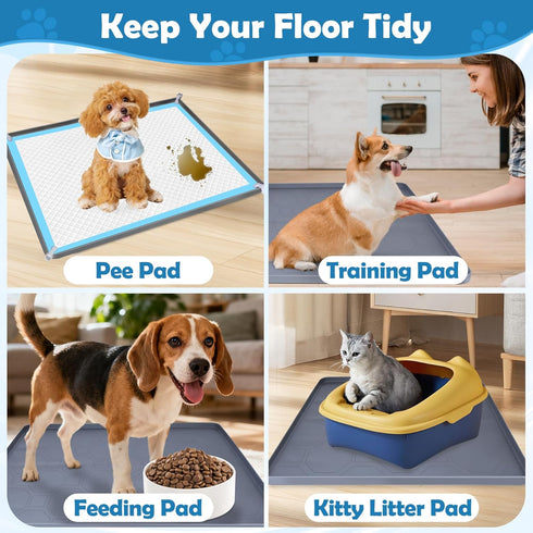 phepetroll 37.4" 25.4" 4 Dog Pee Pad Holder, Dog Potty Tray Silicone Puppy Pad Holder Tray Fits for x Training Pads