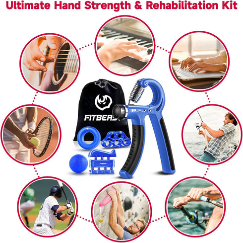 FitBeast Grip Strengthener Kit - 5 Pack Adjustable Resistance Forearm Hand Grips