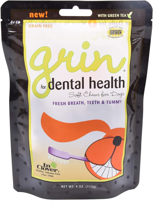 Grin Daily Dental Care Chews for Dogs, 4oz/25ct, Grain Free Formula
