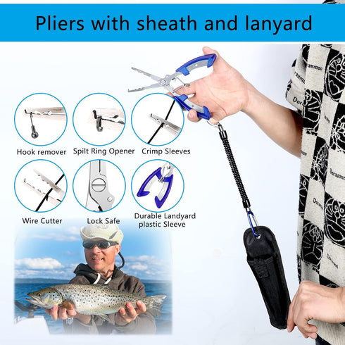 Sosation 134 Pcs Fishing Tool Kit, Fishing Gear and Equipment with Pliers, Lures, Hook Remover, Lip Gripper
