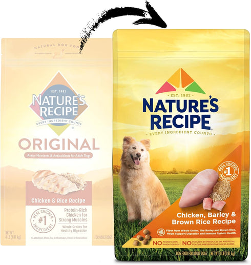 Nature's Recipe Chicken, Barley & Brown Rice Recipe Dry Dog Food, 4 lb. Bag